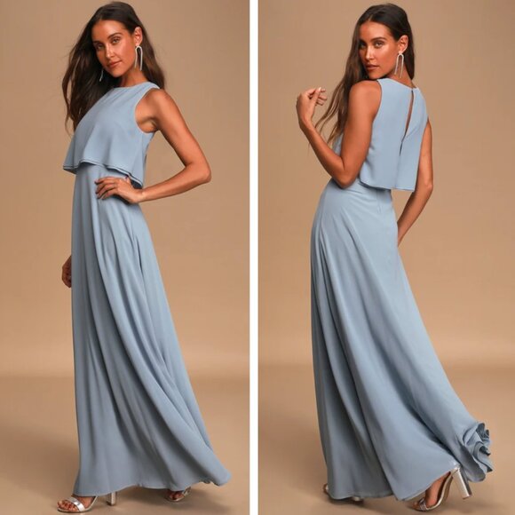 Lulus Dresses & Skirts - NEW Lulus Utterly Enchanting Blush Sleeveless Maxi Dress Wedding Pastel Flounce